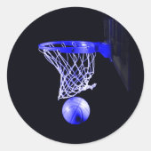 Blue Basketball Ronde Sticker (Voorkant)