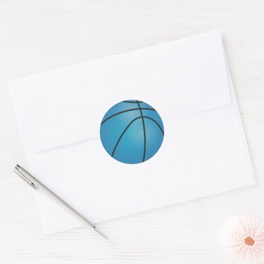 Blue Basketball Ronde Sticker (Envelop)