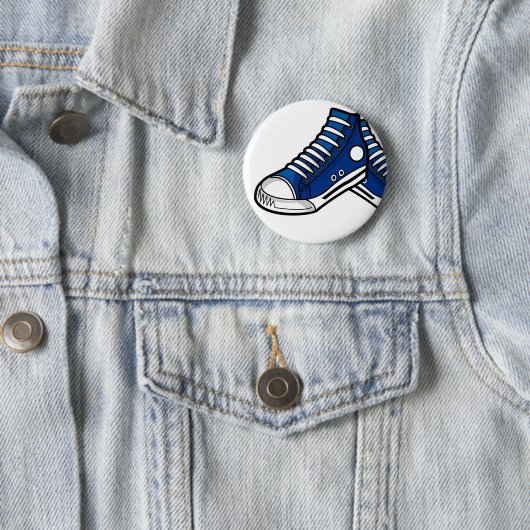 Blue Basketball Sneaker Button (In situ)