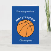 Blue Basketball Sports 11th Birthday Card Kaart (Voorkant)