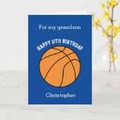 Blue Basketball Sports 11th Birthday Card Kaart (Gele Bloem)