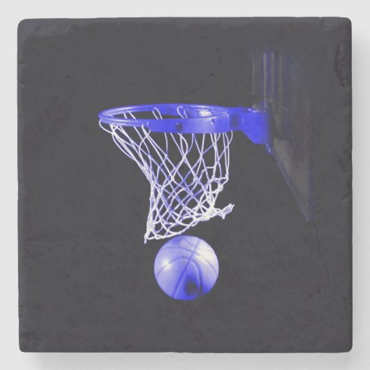 Blue Basketball Stenen Onderzetter (Voorkant)