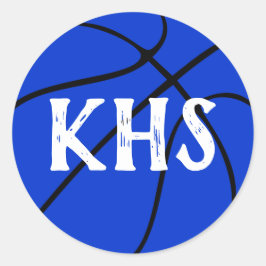 Blue Basketball Team Party, Pep Rally of Scrapbook Ronde Sticker