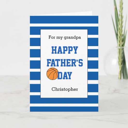 Blue Basketball Vaderdag Opa Kaart (Voorkant)