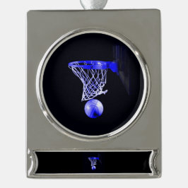 Blue Basketball Verzilverd Banner Ornament