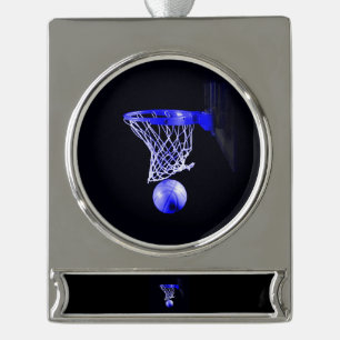 Blue Basketball Verzilverd Banner Ornament