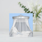 Blue Bassinet Baby Boy Shower Kaart (Staand voorkant)
