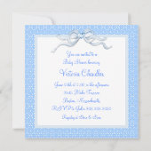 Blue Bassinet Baby Boy Shower Kaart (Achterkant)