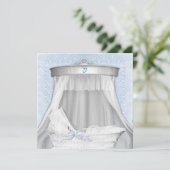 Blue Bassinet Baby shower Kaart (Staand voorkant)