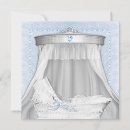 Blue Bassinet Baby shower Kaart