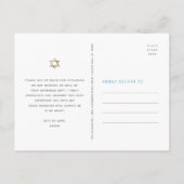 Blue Bat Mitzvah Chic Floral Gold Script Hartelijk Briefkaart (Achterkant)