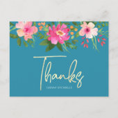 Blue Bat Mitzvah Chic Floral Gold Script Hartelijk Briefkaart (Voorkant)