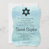 Blue Bat Mitzvah, Waterverf, Turquoise, Glitter Kaart (Voorkant)