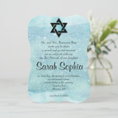 Blue Bat Mitzvah, Waterverf, Turquoise, Glitter Kaart (Staand voorkant)