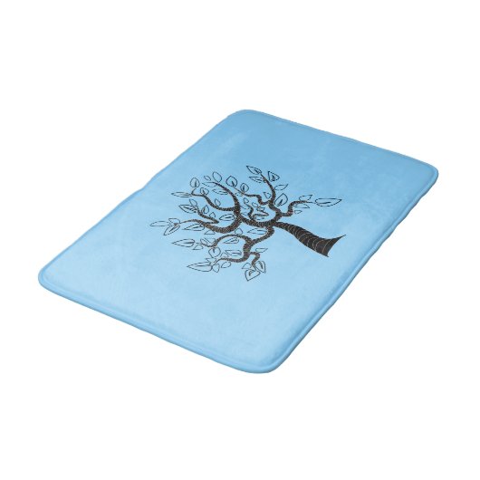 Blue Bath Mat met Tree - Uw kleuren (Gekanteld)