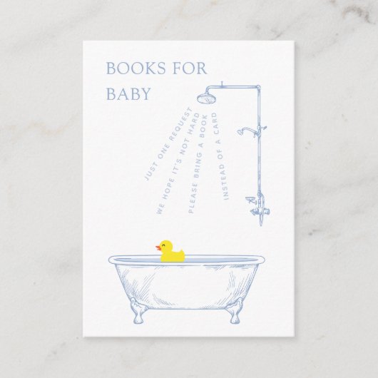 Blue Bathtub Duck Baby Shower Books For Baby Informatiekaartje (Voorkant)