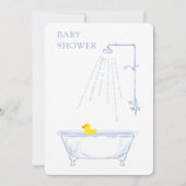 Blue Bathtub Yellow Rubber Duck Baby shower Kaart (Voorkant)