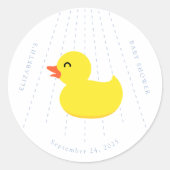 Blue Bathtub Yellow Rubber Duck Baby Shower Ronde Sticker (Voorkant)