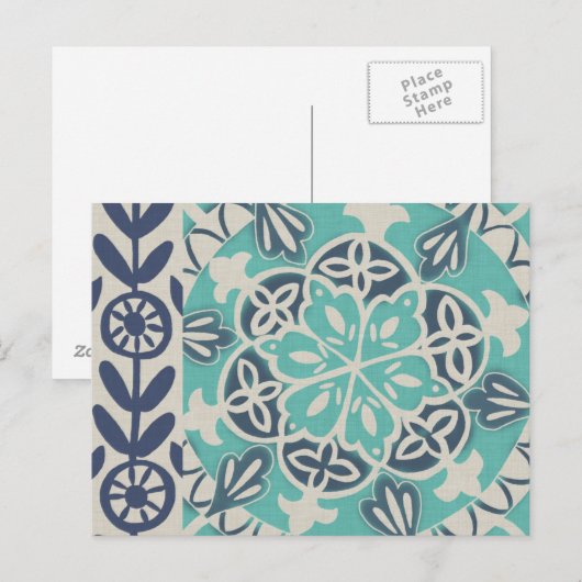 Blue Batik Tile I Briefkaart (Voorkant / Achterkant)