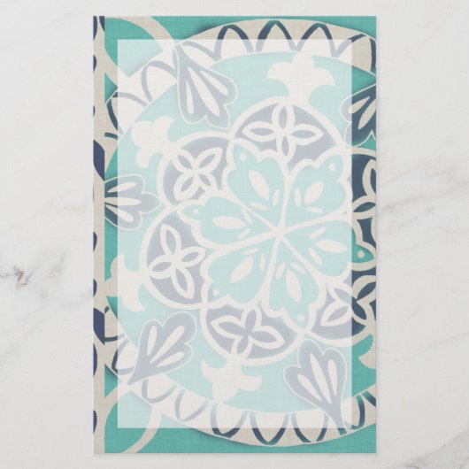 Blue Batik Tile I Briefpapier (Voorkant)