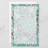 Blue Batik Tile I Briefpapier (Voorkant / Achterkant)