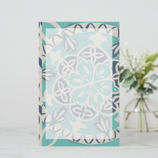 Blue Batik Tile I Briefpapier (Staand voorkant)