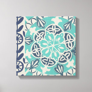 Blue Batik Tile I Canvas Afdruk