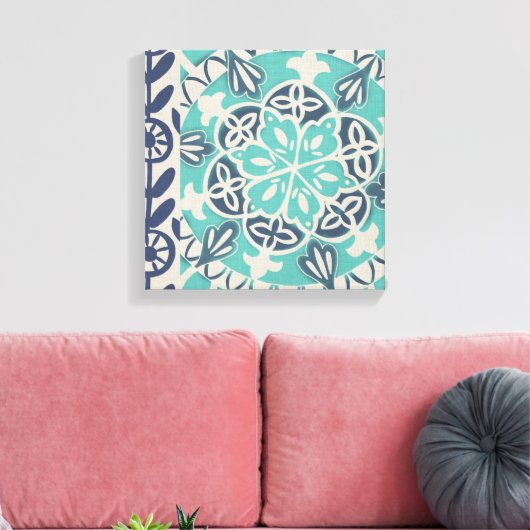 Blue Batik Tile I Canvas Afdruk (Insitu (Woonkamer))