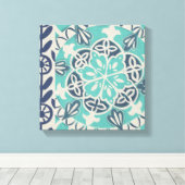 Blue Batik Tile I Canvas Afdruk (Insitu (Houten vloer))