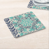 Blue Batik Tile I Kartonnen Onderzetters (Schuin)