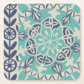 Blue Batik Tile I Kartonnen Onderzetters (Voorkant)