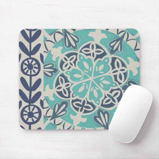 Blue Batik Tile I Muismat (Met muis)