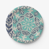 Blue Batik Tile I Papieren Bordje (Voorkant)