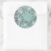 Blue Batik Tile I Ronde Sticker (Tas)