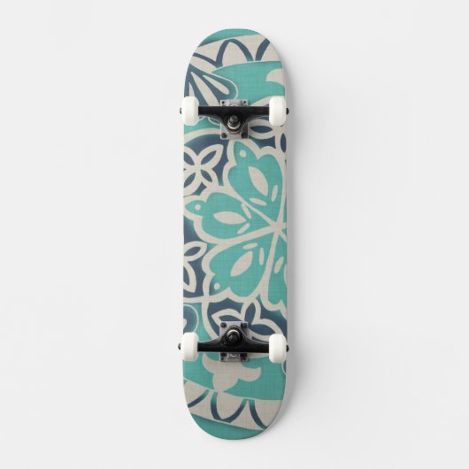 Blue Batik Tile I Skateboard (Voorkant)