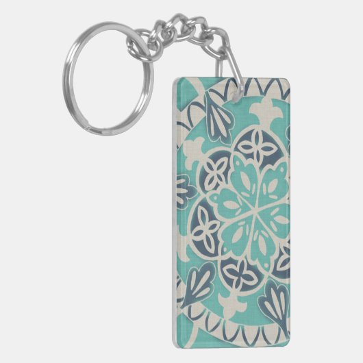 Blue Batik Tile I Sleutelhanger (Voorkant Links)