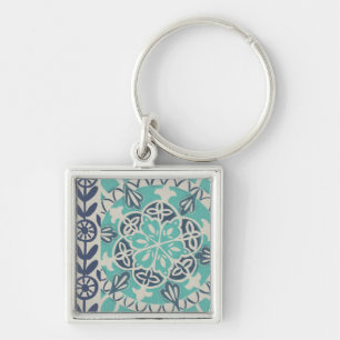 Blue Batik Tile I Sleutelhanger