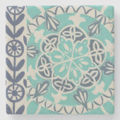 Blue Batik Tile I Stenen Onderzetter (Voorkant)