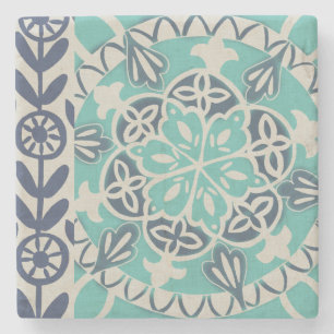 Blue Batik Tile I Stenen Onderzetter