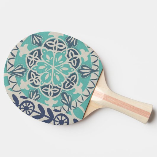 Blue Batik Tile I Tafeltennisbatje (Zijkant)