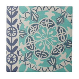 Blue Batik Tile I Tegeltje