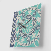 Blue Batik Tile I Vierkante Klok (Hoek)