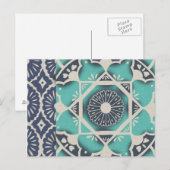 Blue Batik Tile II Briefkaart (Voorkant / Achterkant)