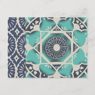 Blue Batik Tile II Briefkaart