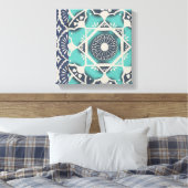 Blue Batik Tile II Canvas Afdruk (Insitu (Slaapkamer))