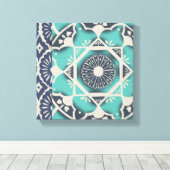 Blue Batik Tile II Canvas Afdruk (Insitu (Houten vloer))