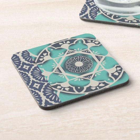 Blue Batik Tile II Drankjes Onderzetter (Linkerzijde)