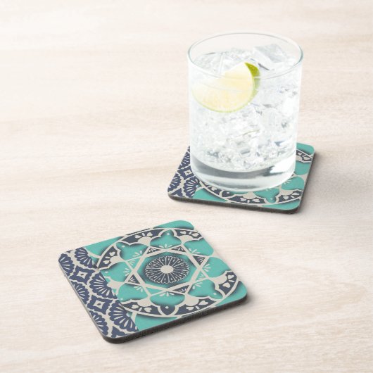 Blue Batik Tile II Drankjes Onderzetter (Rechterzijde)