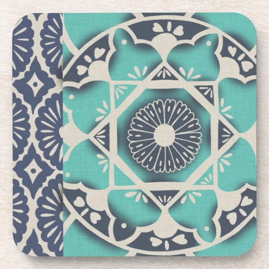 Blue Batik Tile II Drankjes Onderzetter (Voorkant)