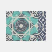 Blue Batik Tile II Fleece Deken (Voorkant (Horizontaal))